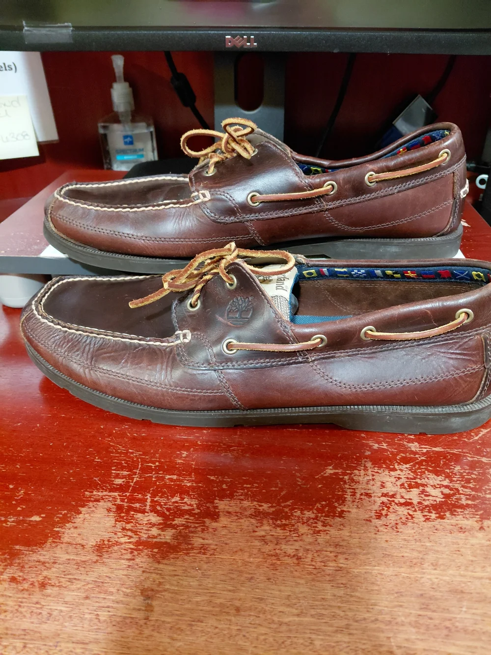 Timberland Men’s Dark Brown Leather Boat Shoes with Tan Laces